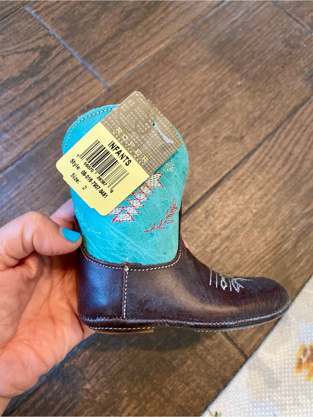 Roper Infant Cowbabies Cactus Cowboy Boots Size 2